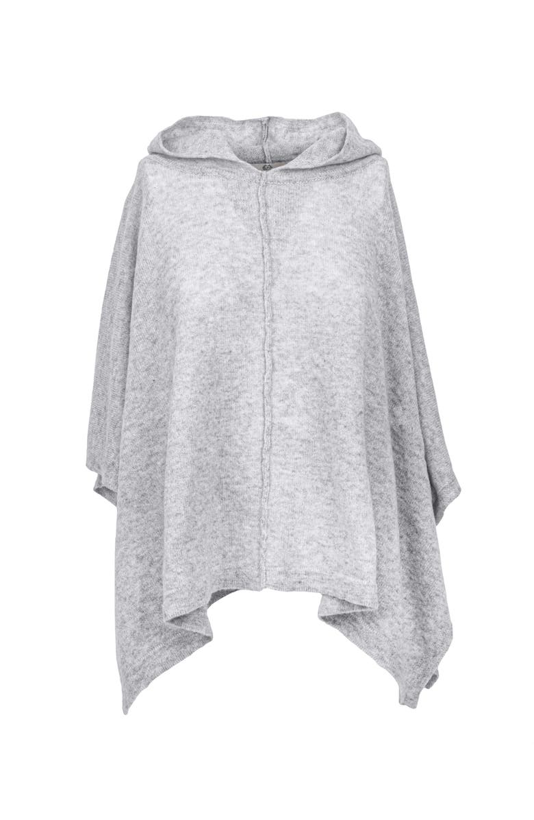 Monticelli Cashmere Pure Cashmere Hoodie Poncho, Alternate, color, Light Gray
