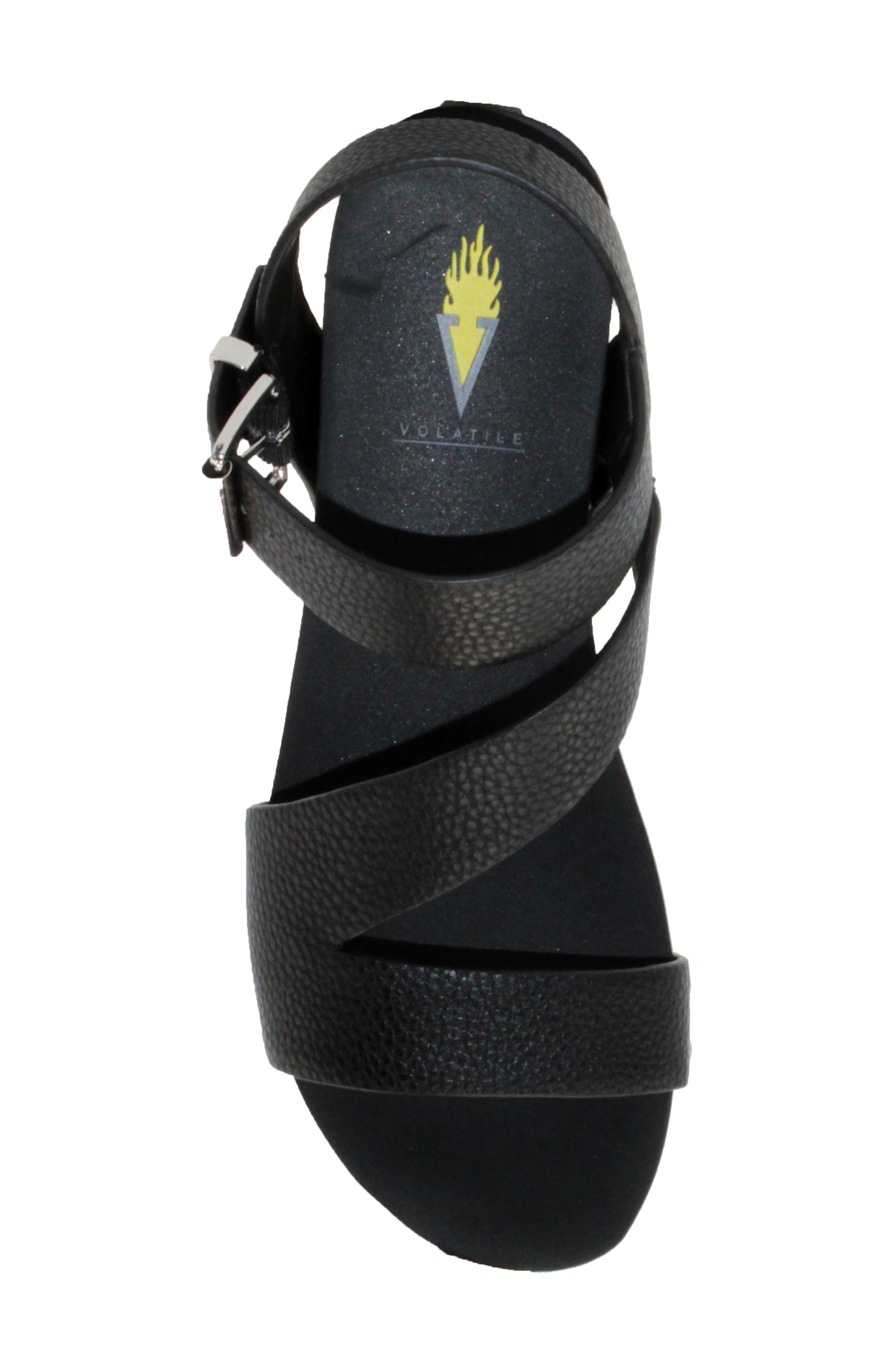Volatile Biloxi Platform Wedge Sandal, Alternate, color, Black Faux Leather