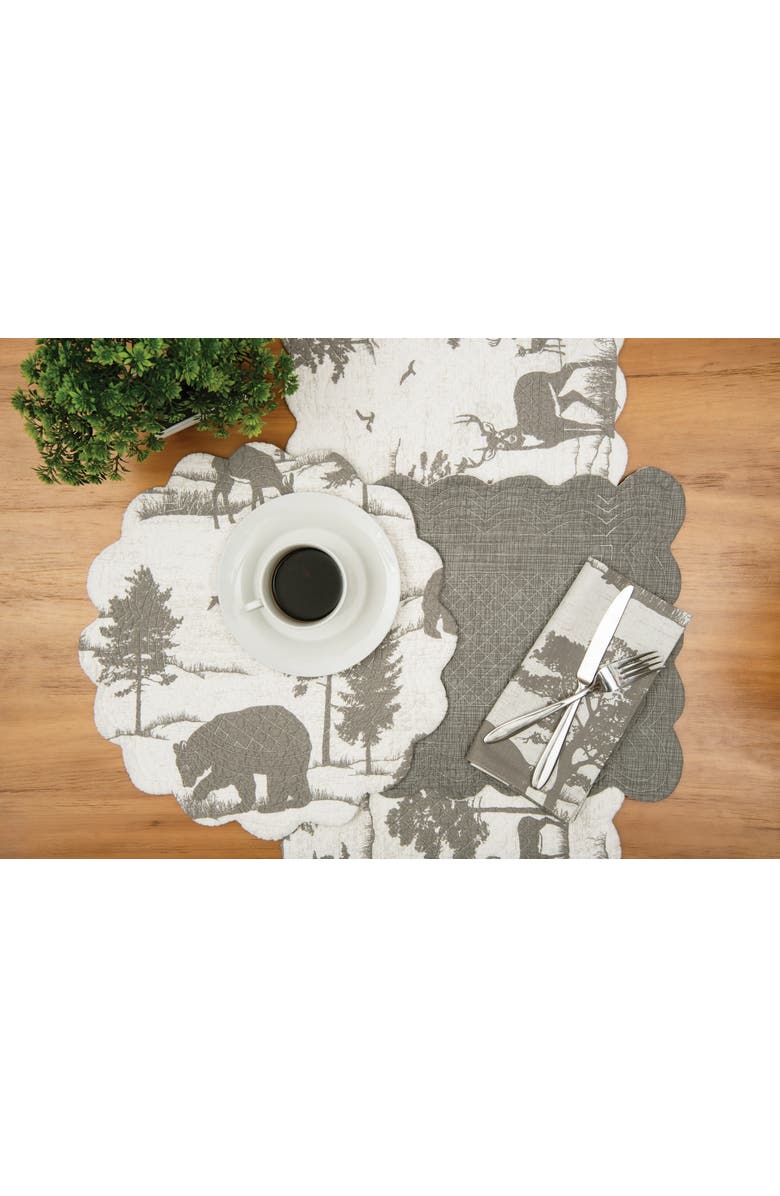 C&F Home Henderson Hideaway Round Woven Reversible Rustic Winter Wilderness Placemats Set of 6, 17", Alternate, color, Beige