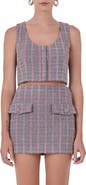 Endless Rose Tweed Button Sleeveless Crop Top