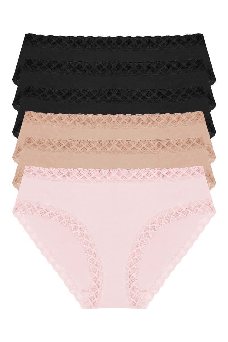 Bliss 6-Pack Cotton Girl Briefs, Main, color, BLK/ CAF/ PK