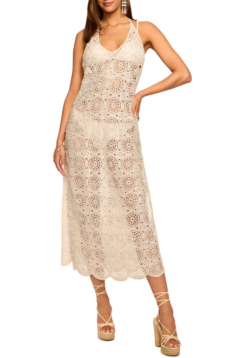 Eve Crochet Cover-Up Dress, Main, color, NEUTRAL FOIL CROCHET