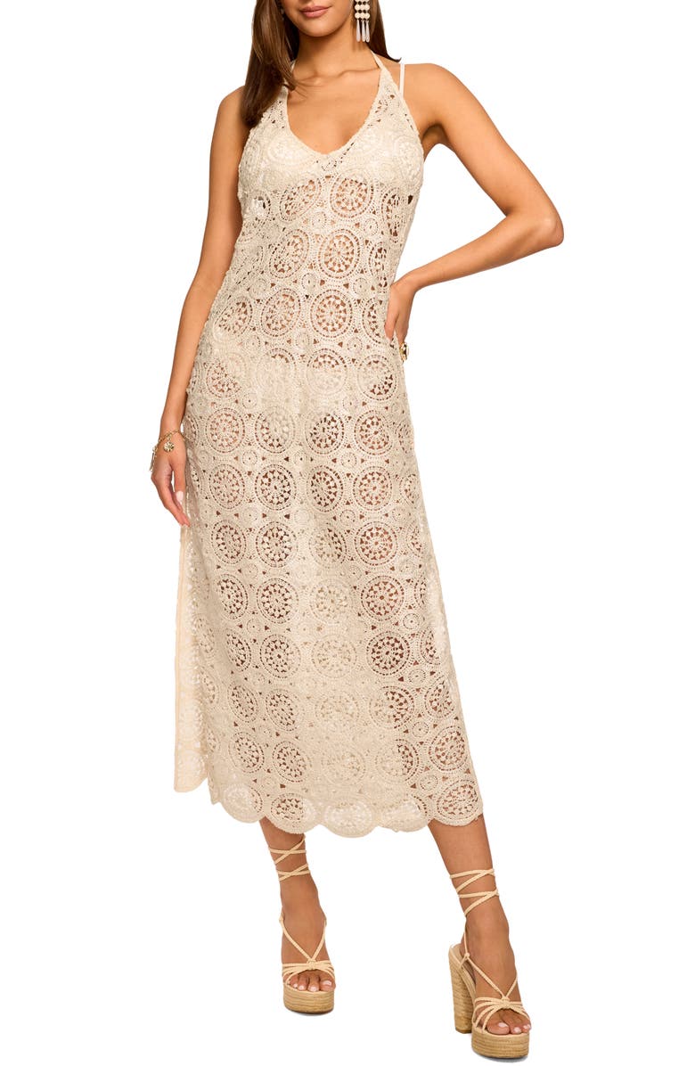 Ramy Brook Eve Crochet Cover-Up Dress, Main, color, Neutral Foil Crochet
