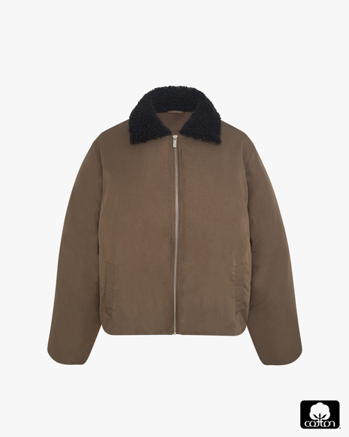 Weworewhat Fur Collar Balloon Jacket In Brown