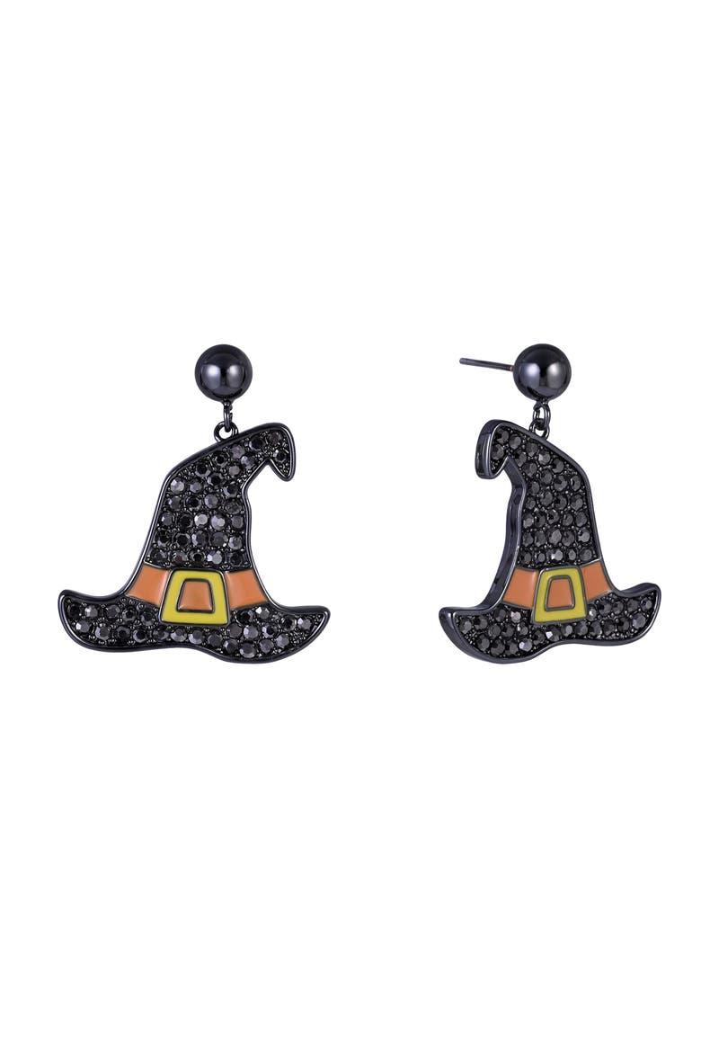 Halloween Witch Hat Earrings, Main, color, Black