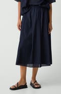 Theory Stripe Cotton Pull-On Midi Skirt