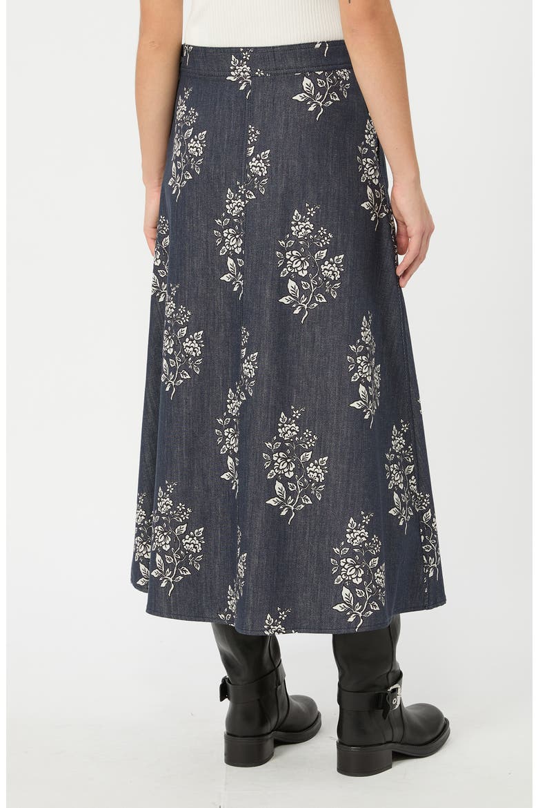 Struzzo Floral Denim Midi Skirt, Alternate, color, NAVY