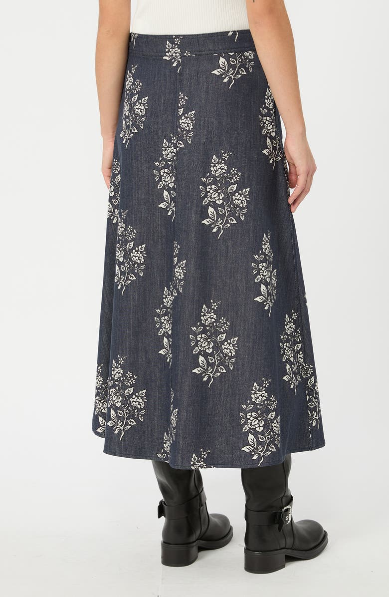 Weekend Max Mara Struzzo Floral Denim Midi Skirt, Alternate, color, Navy