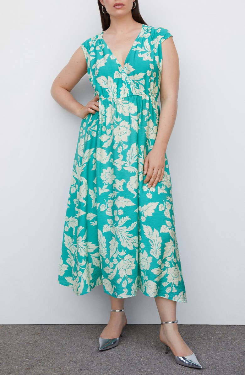 MANGO Floral Ruched Dress, Alternate, color,