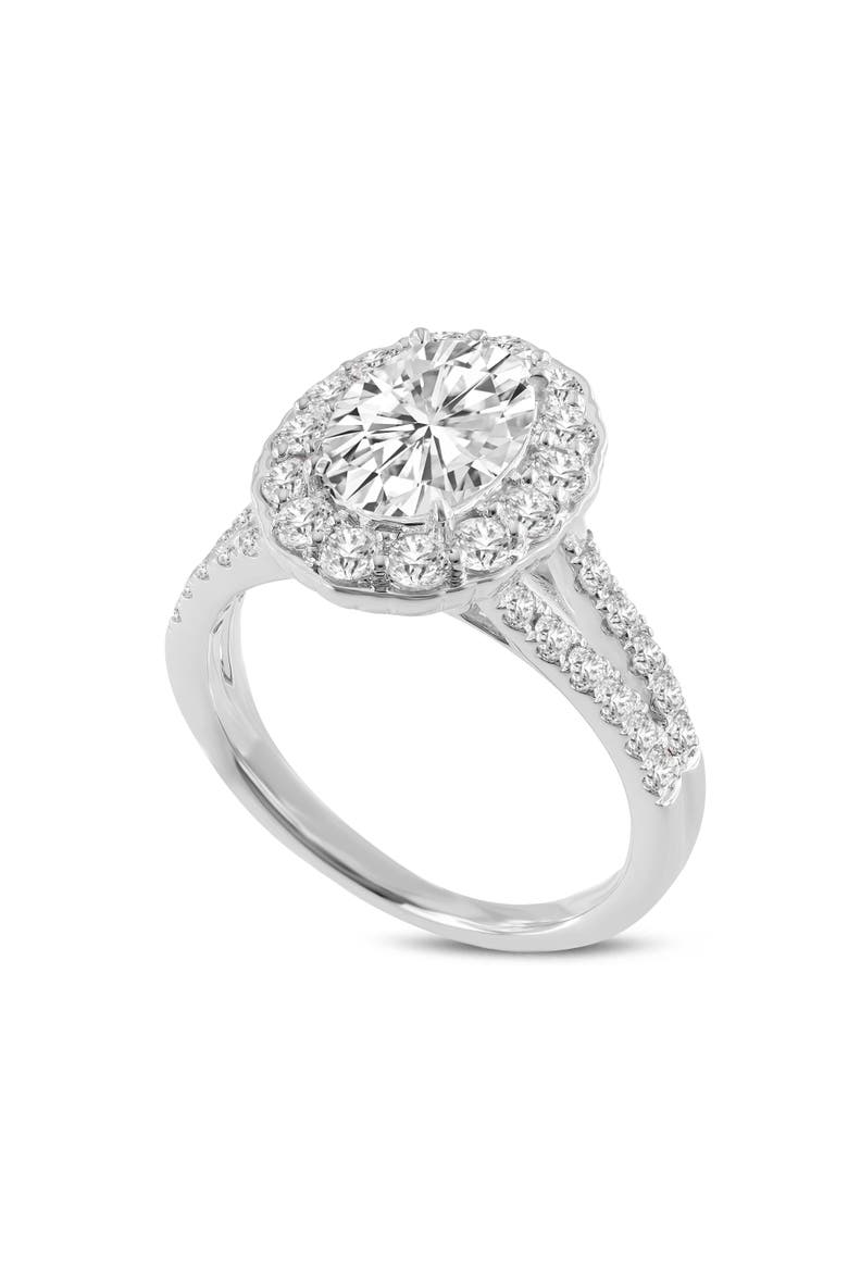 Octavia 14K White Gold Oval Lab Grown Diamond Halo Engagement Ring - 2.5 Ct, Main, color, 14K White Gold