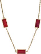 Jan Leslie Three Station Rectangle Dash Necklace In Sterling 18K Gold Overlay