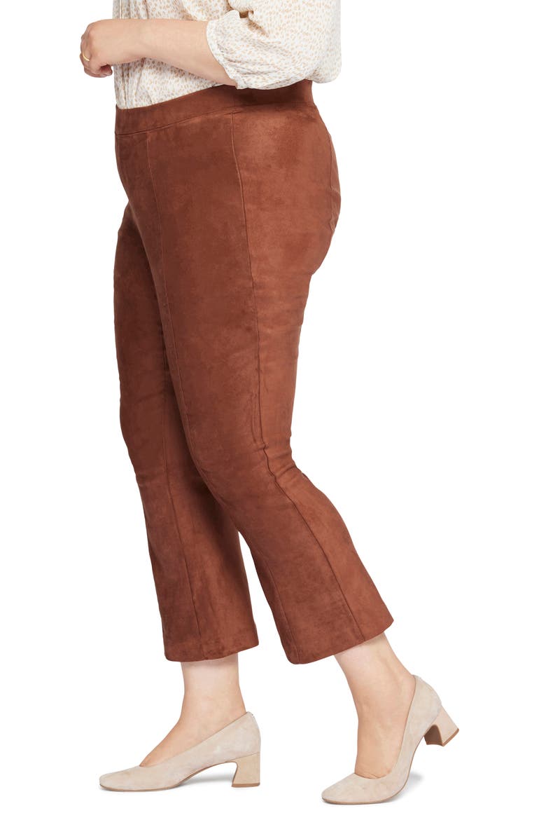 Pull-On Ankle Slim Bootcut Faux Suede Pants, Alternate, color, COFFEE BEAN