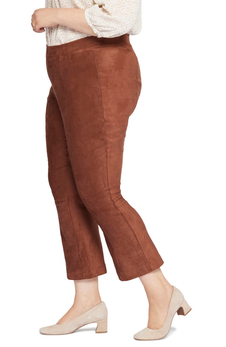NYDJ Pull-On Ankle Slim Bootcut Faux Suede Pants, Alternate, color, Coffee Bean