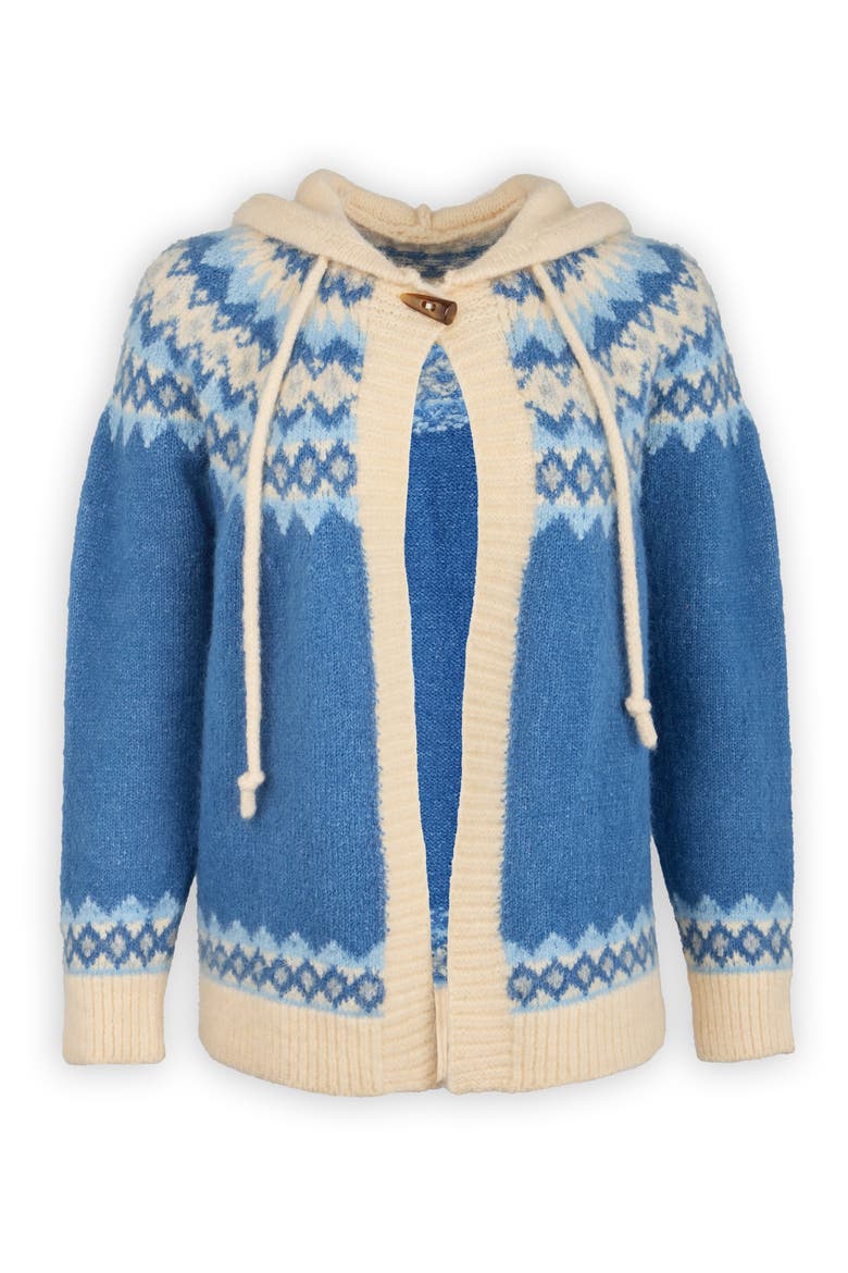 Fait Isle Hooded Cardigan, Alternate, color, BLUE