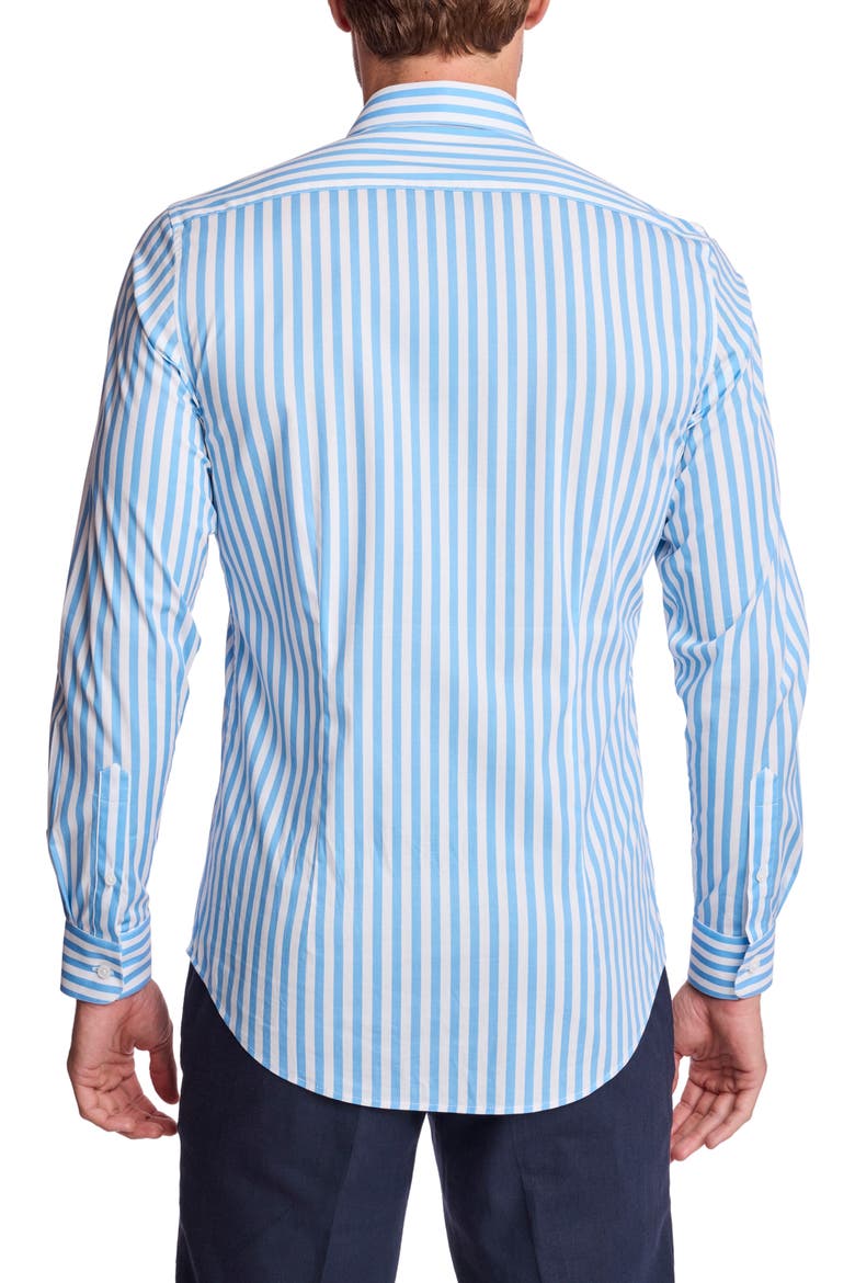 Parker Trim Fit Stretch Cotton Button-Up Shirt, Alternate, color, LIGHT BLUE WHITE STRIPES