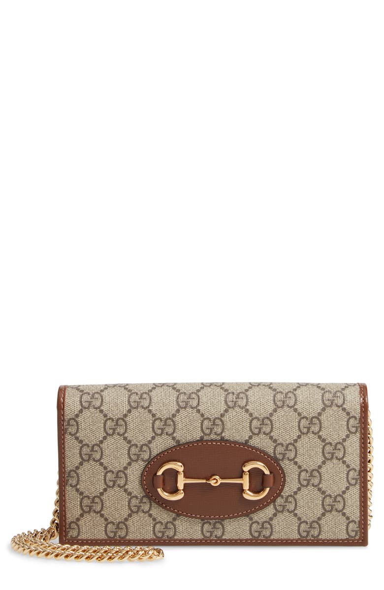 Gucci 1955 Horsebit GG Supreme Canvas Wallet on a Chain, Main, color, 