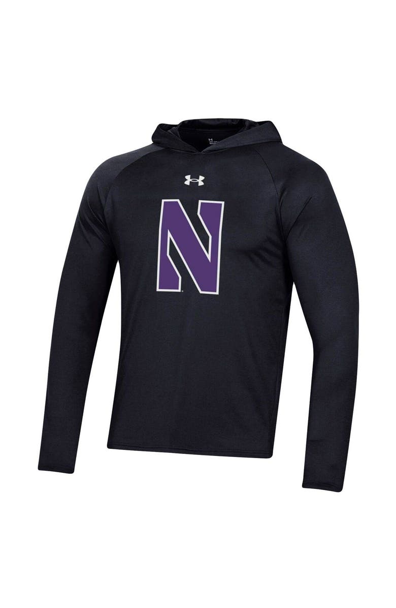 Under Armour Men's Under Armour  Black Northwestern Wildcats School Logo Raglan Long Sleeve Hoodie Performance T-Shirt, Alternate, color, Black