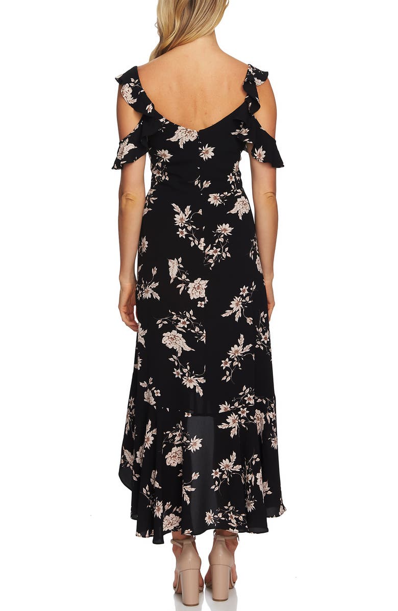 CeCe Etched Floral High/Low Midi Dress, Alternate, color, 