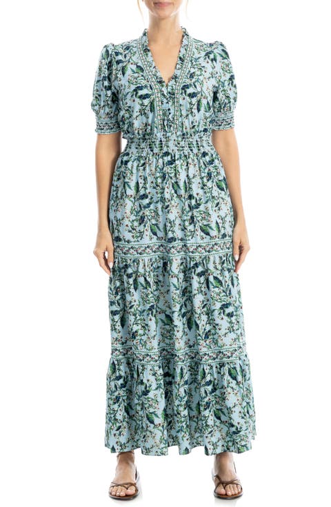 Floral Short Sleeve Tiered Maxi Dress