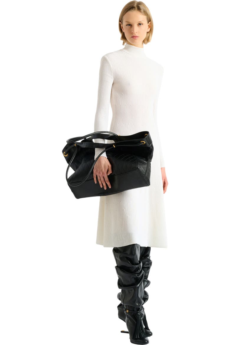 Long ribbed knit dress, Main, color, white