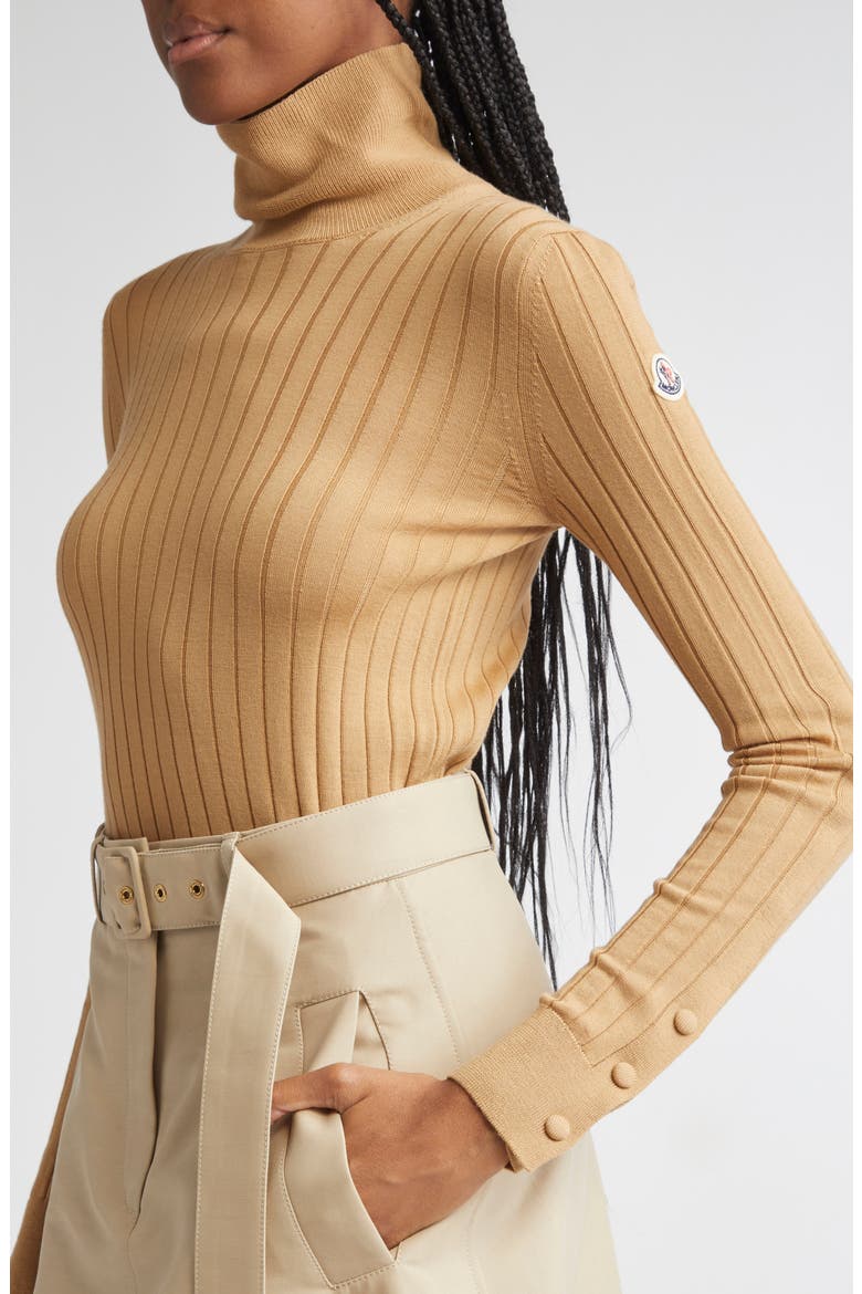 Virgin Wool & Cashmere Rib Turtleneck Sweater, Alternate, color, WARM BEIGE