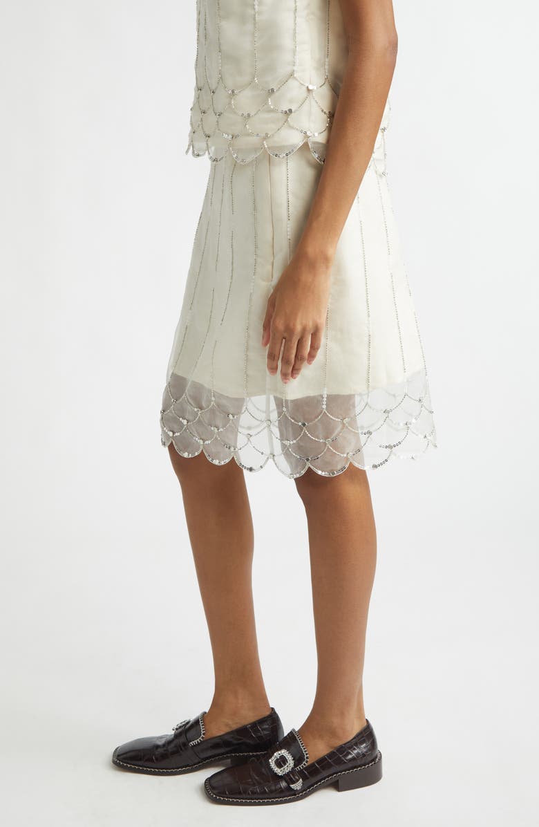 Wales Bonner Triumph Beaded Silk Organza Skirt, Alternate, color, Ivory
