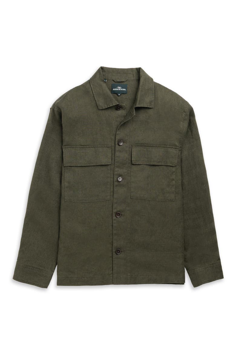 Resort Linen Overshirt, Alternate, color, DARK OLIVE