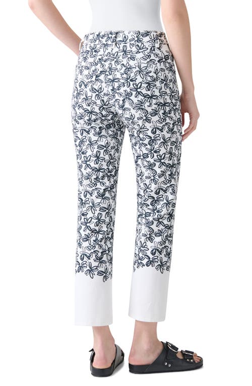 Akris Punto Scribble Daisy Print Skinny-leg Ankle Jeans In Black