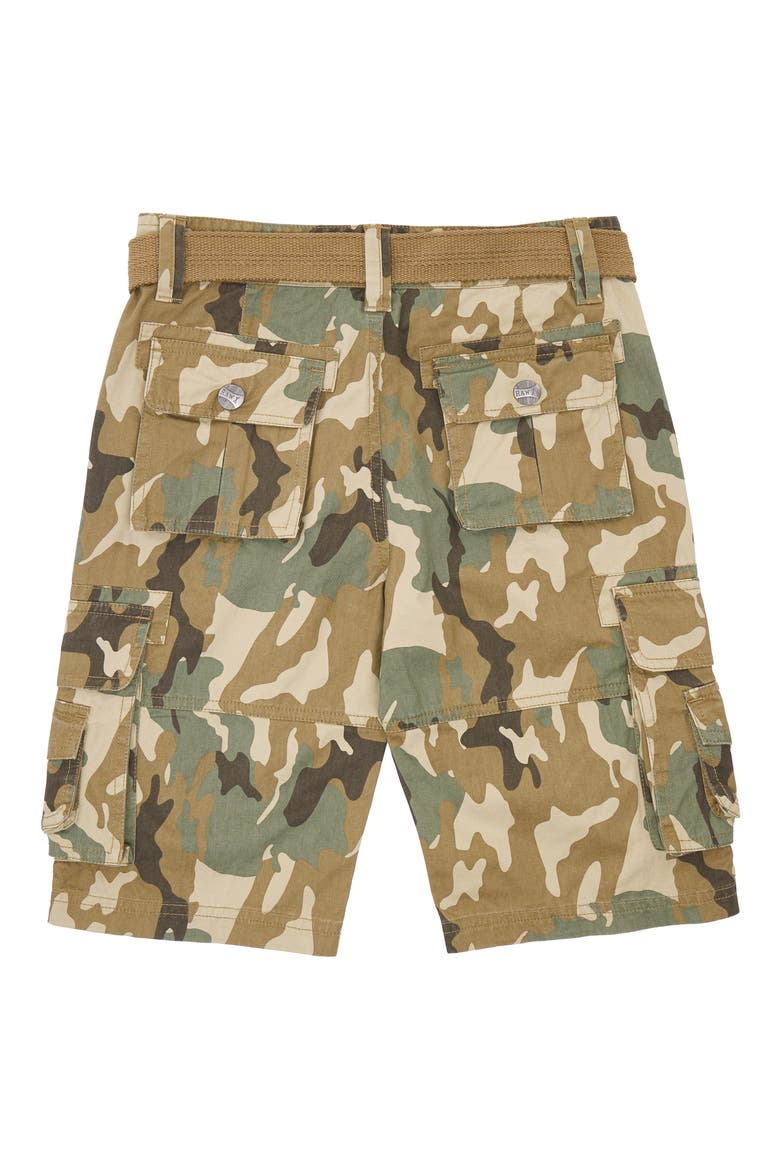 Kids' Belted Cotton Twill Cargo Shorts, Alternate, color, DESERT CAMO
