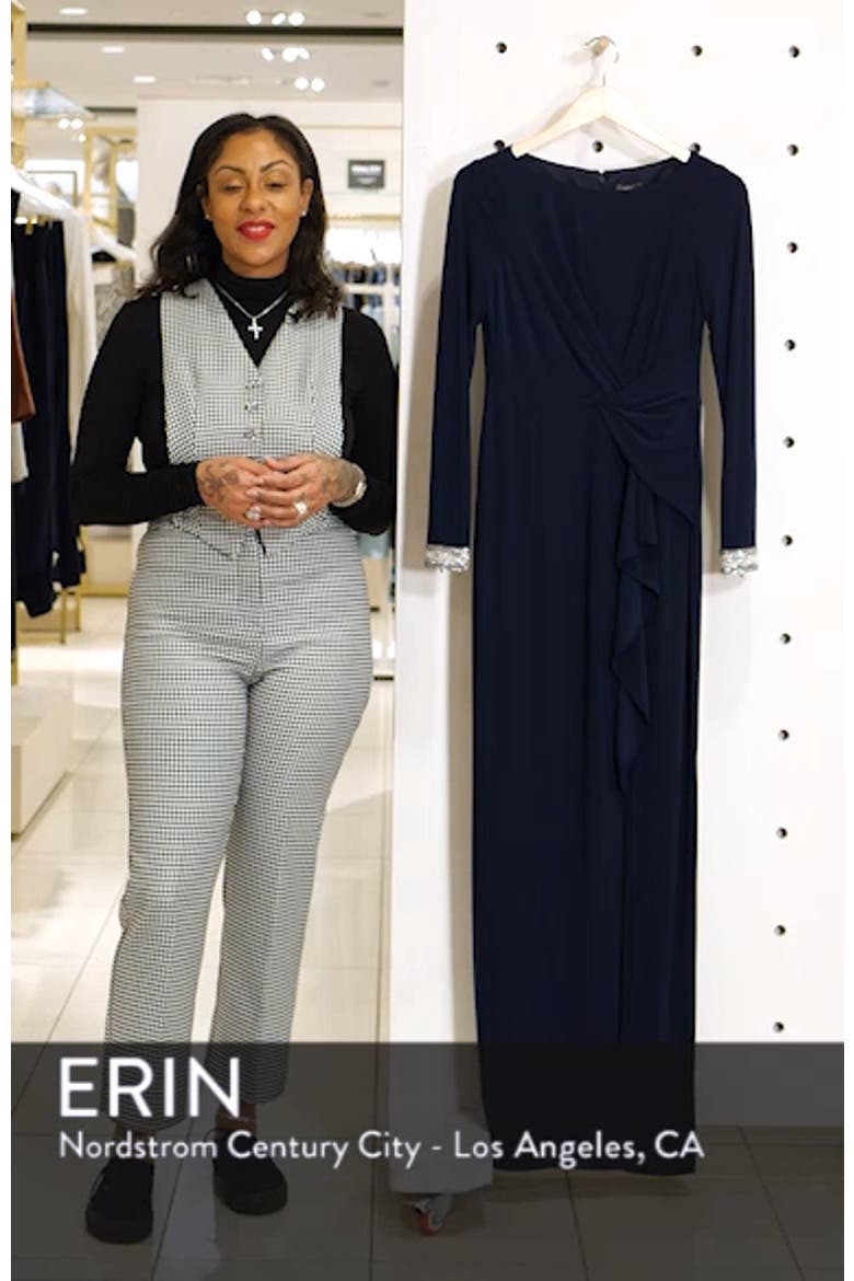 Beaded Cuff Ruched Jersey Gown video