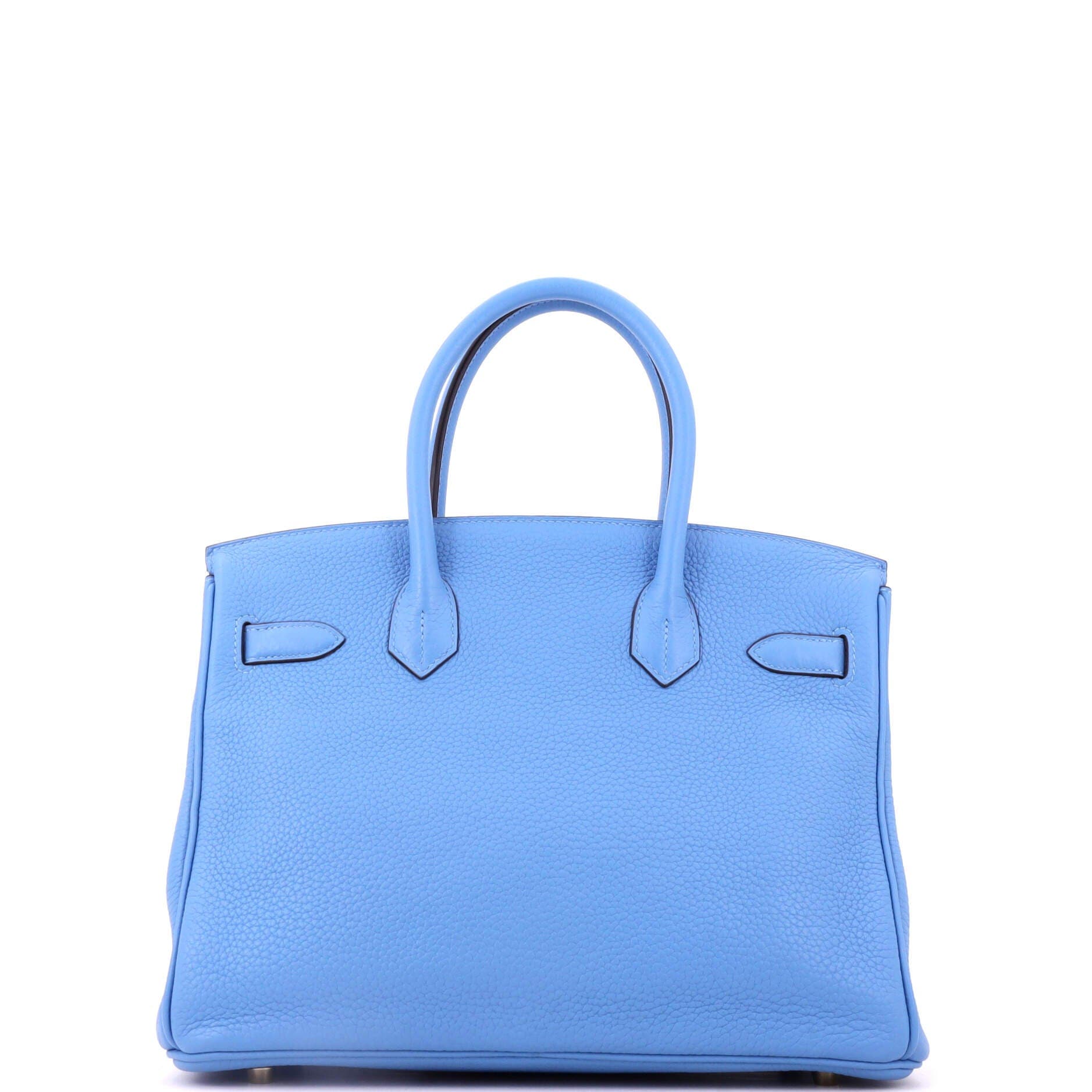 Birkin Handbag Blue Clemence with Gold Hardware 30, Alternate, color, Blue