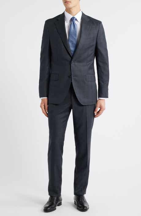 Hartford Classic Fit Charcoal Plaid Wool Suit