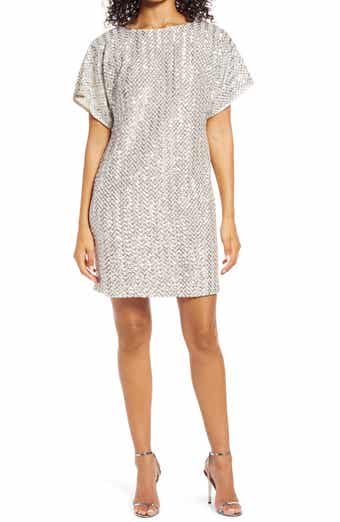 Vince Camuto Sequin Short Sleeve Shift Dress