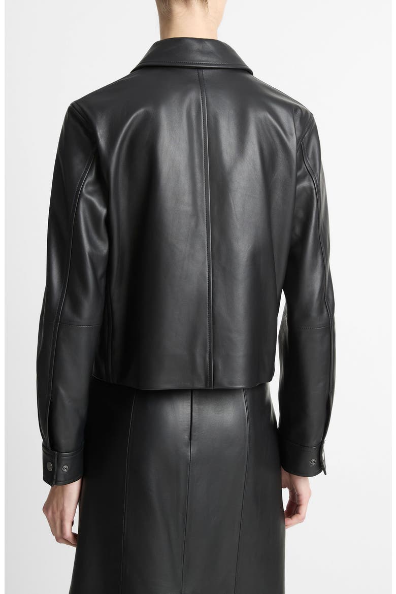 Zip Crop Leather Jacket, Alternate, color, BLACK