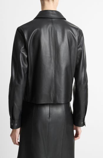 Vince Zip Crop Leather Jacket | Nordstrom