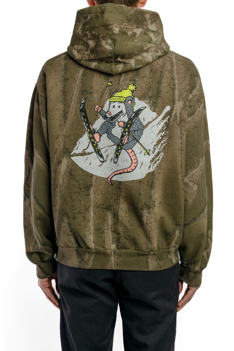 Slalom Possum Drip Dye Heavyweight Hoodie, Main, color, Olive