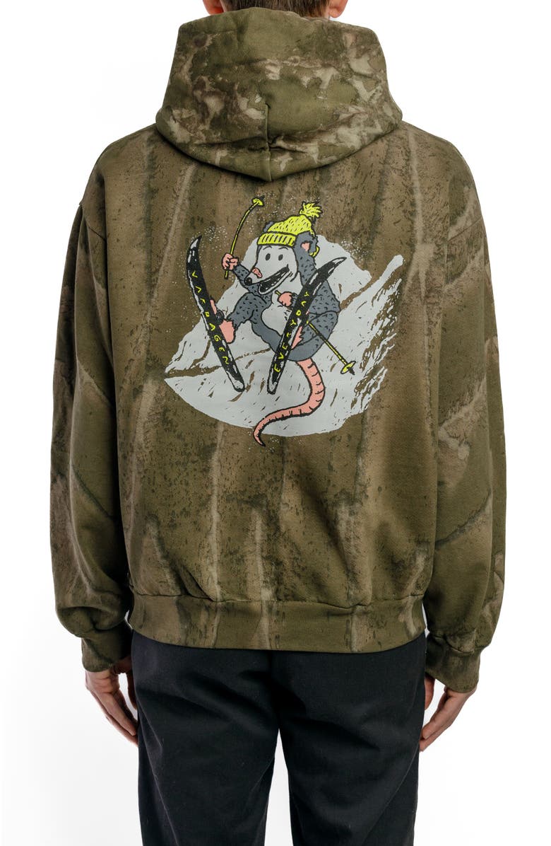 Vardagen Slalom Possum Drip Dye Heavyweight Hoodie, Alternate, color, Olive