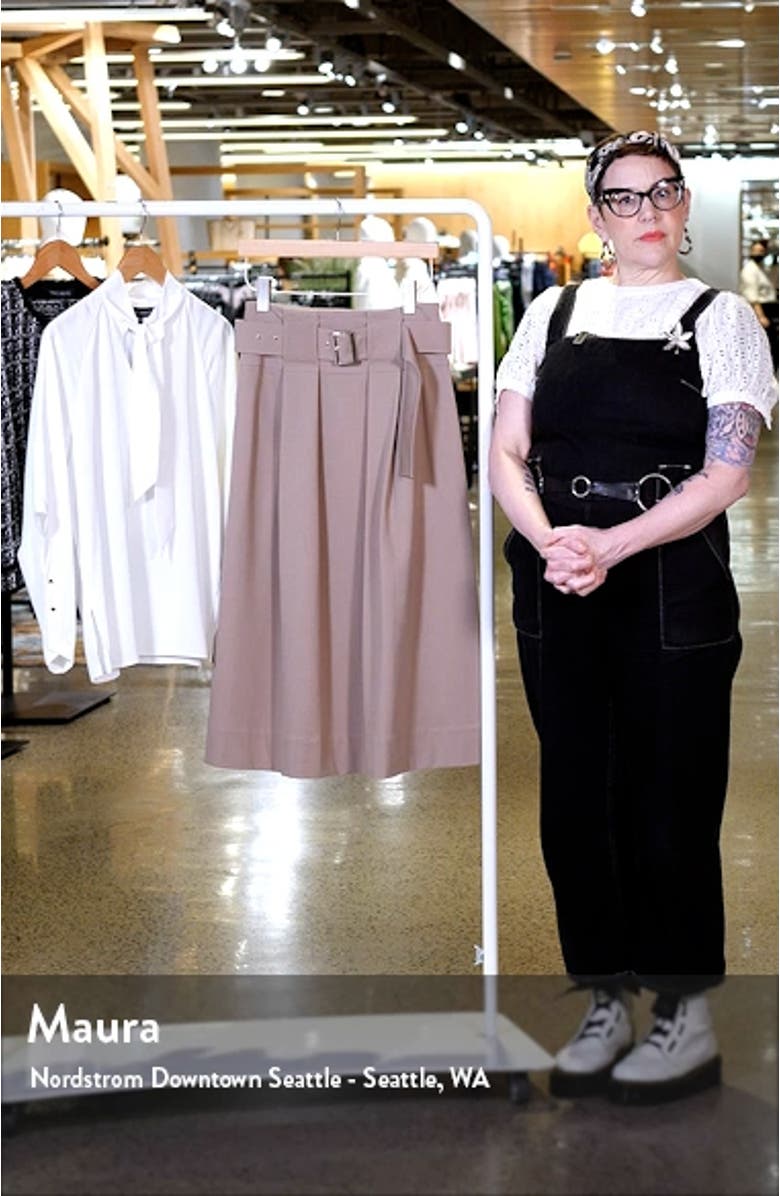 Pleated Belted A-Line Midi Skirt, sales video thumbnail