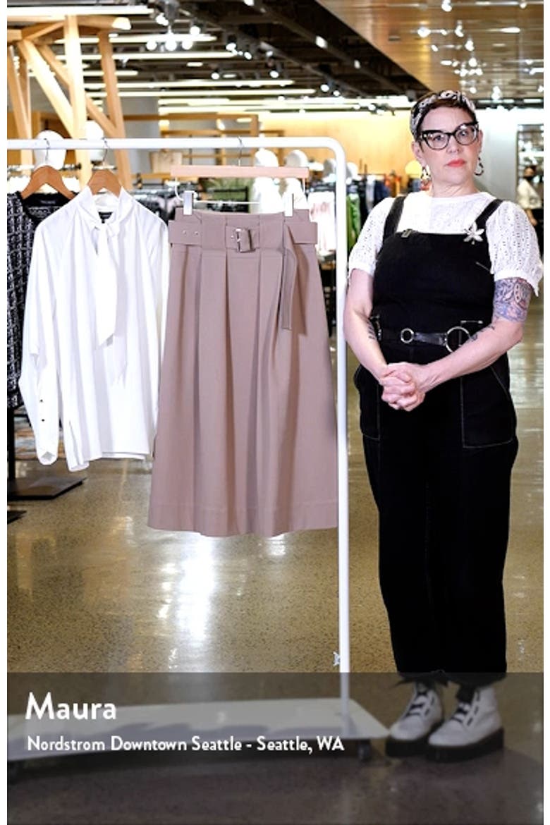 Pleated Belted A-Line Midi Skirt video