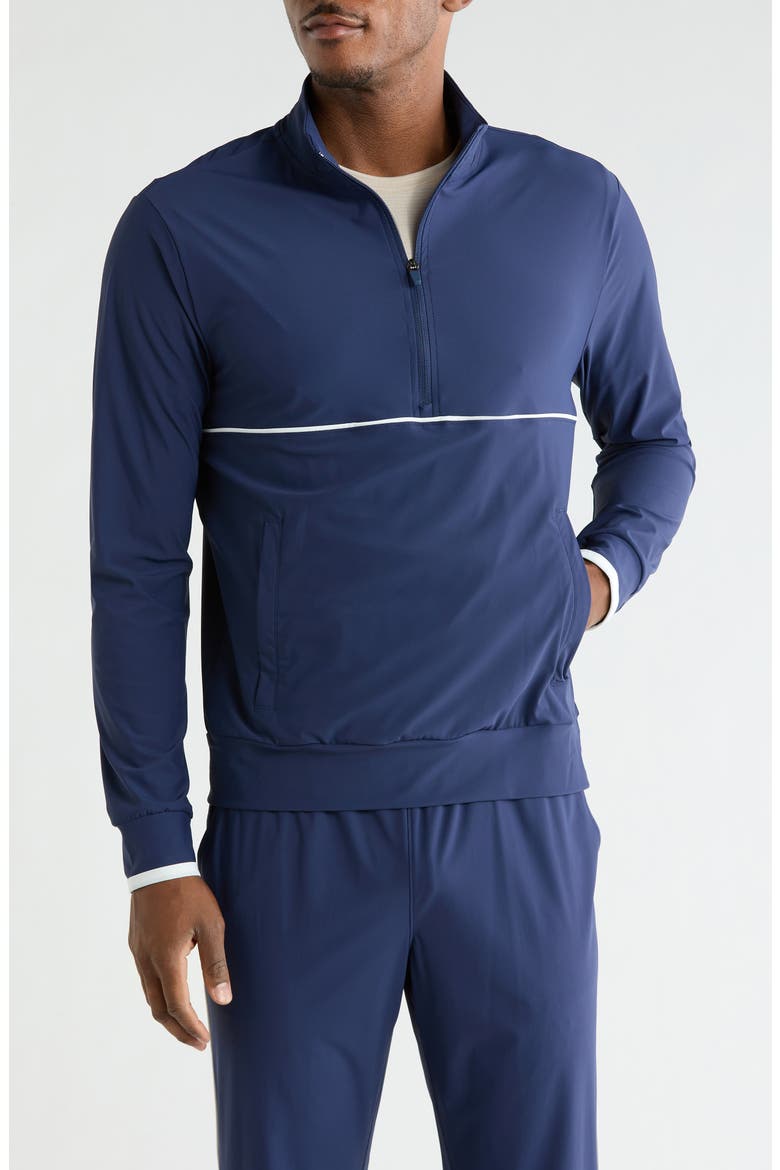 Warp x Preeminent Half Zip Sweatshirt, Main, color, NAVAL BLUE/ WHITE