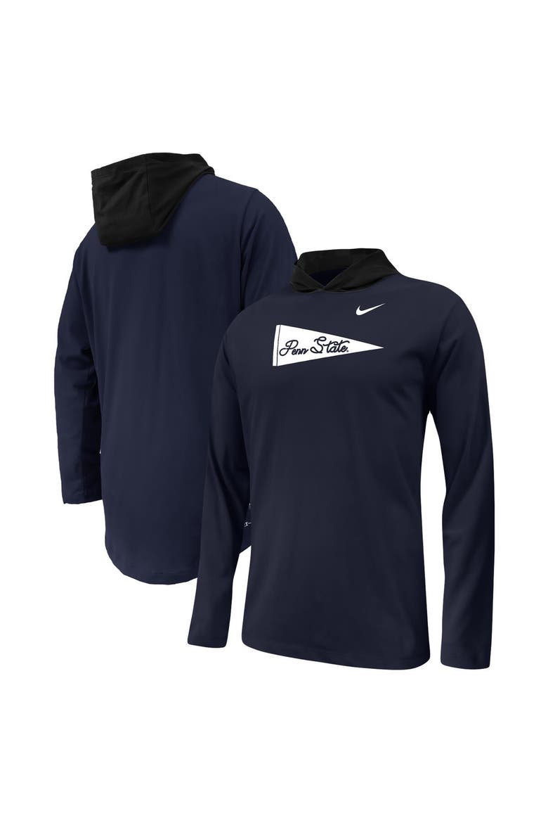 Youth Nike Navy Penn State Nittany Lions Sideline Performance Long Sleeve Hoodie T-Shirt, Alternate, color, Navy