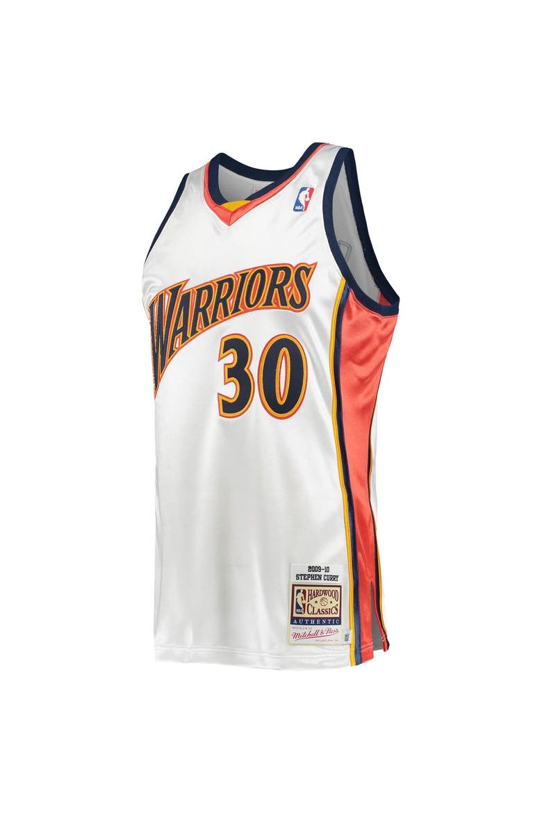 Men's Mitchell & Ness Stephen Curry White Golden State Warriors 2009/10 Hardwood Classics Authentic Jersey, Alternate, color, White