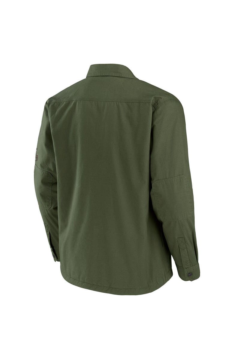 NFL X DARIUS RUCKER Men's NFL x Darius Rucker Collection by Fanatics Olive Cleveland Browns Long Sleeve Button-Up Shirt Jacket, Alternate, color, 