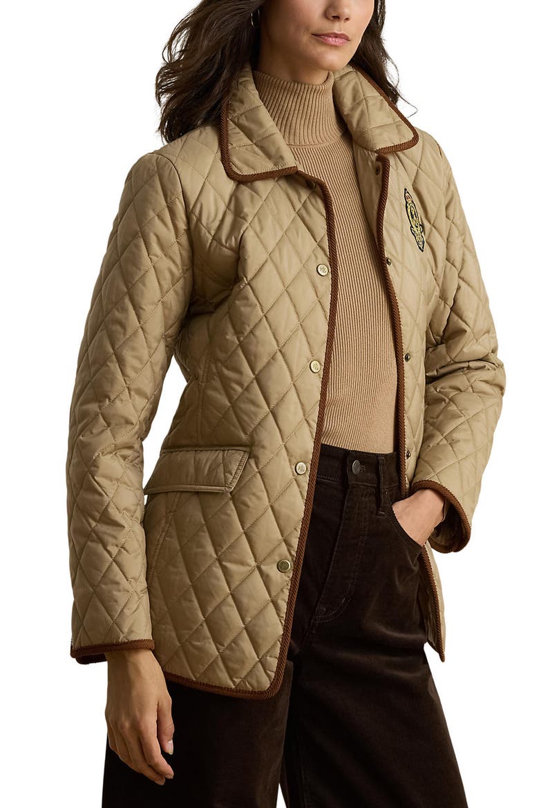 Butterpile Crest Quilted Jacket, Main, color, BIRCH TAN