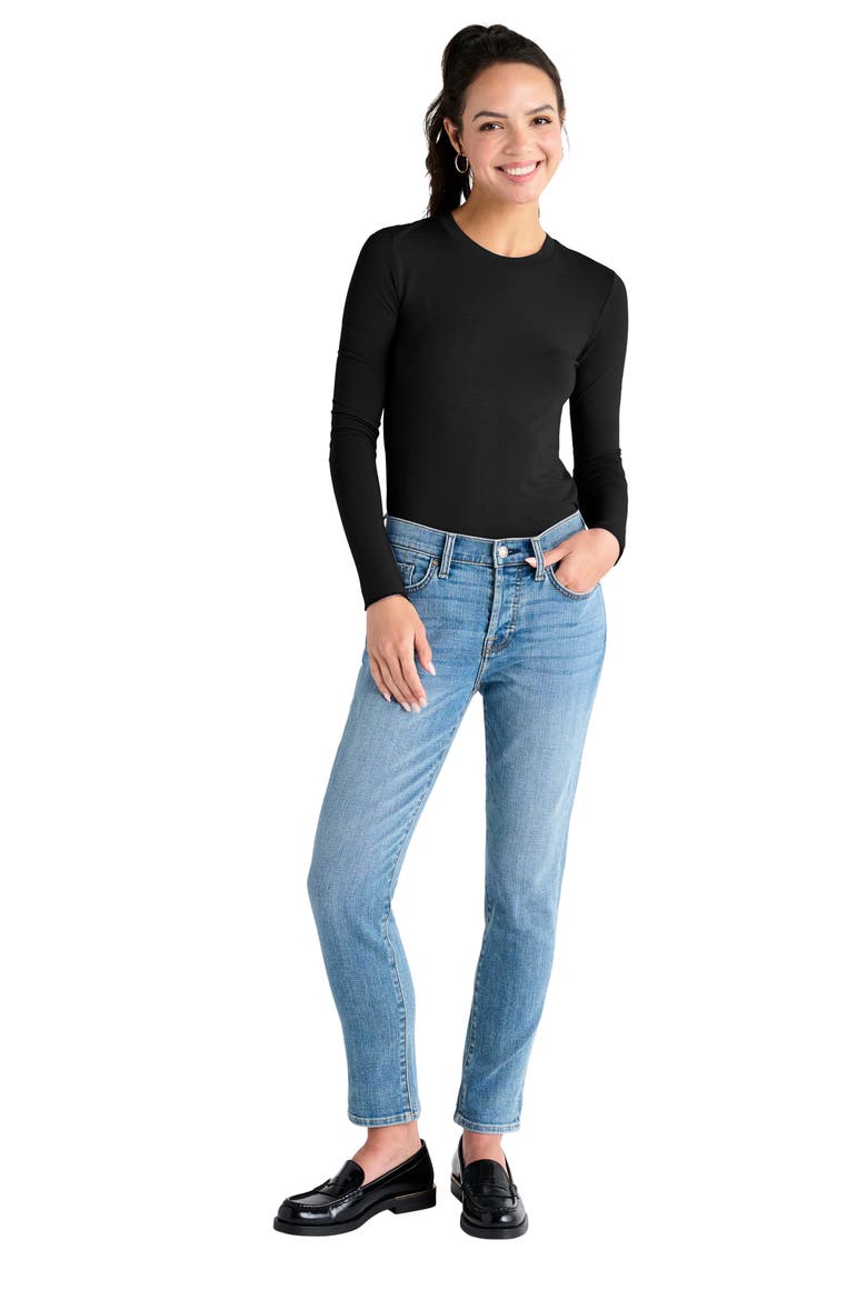 Long Sleeve Crewneck T-Shirt, Alternate, color, BLACK