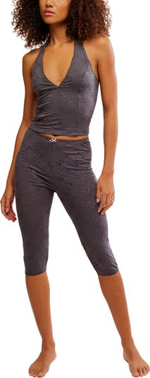 Full Bloom Eyelet Pajama Capri Pants