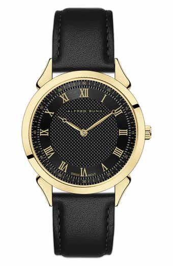 Alfred Sung Swiss Heritage Leather Strap Watch, 42mm