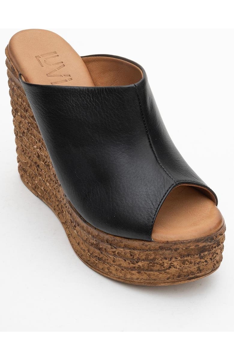 Forever & Always Shoes Nelly Leather Platform Sandal, Alternate, color, Black Leather