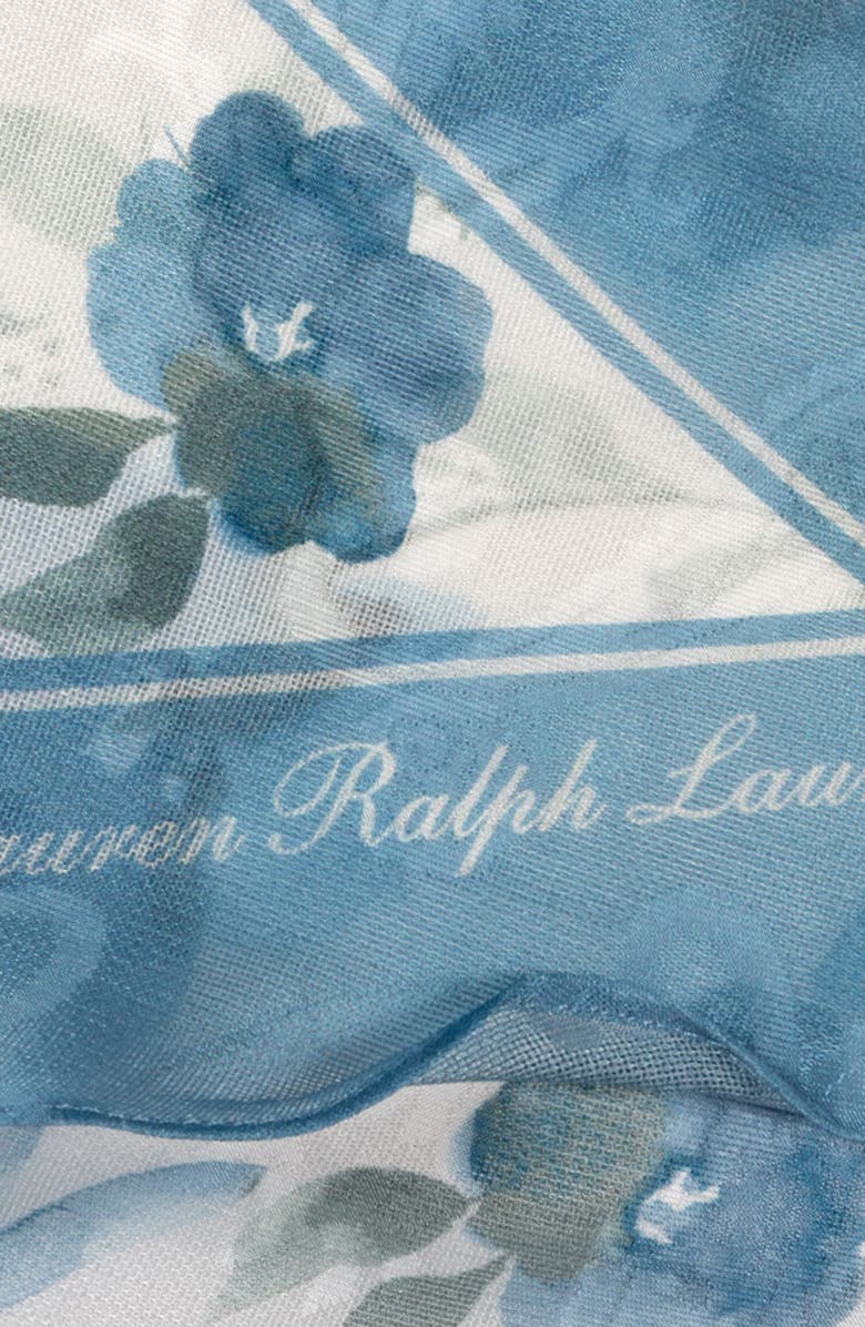 Lauren Ralph Lauren Watercolor Floral Silk Scarf, Alternate, color, Blue Note
