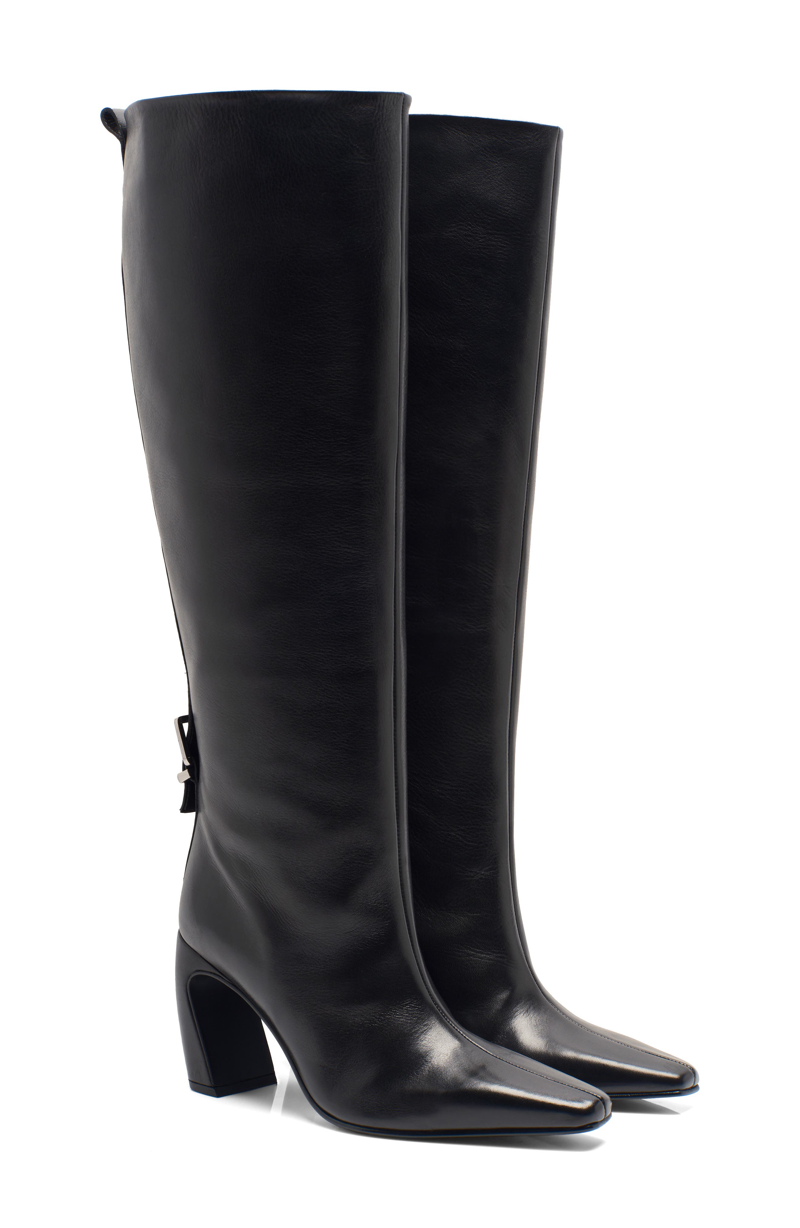 Free People Date Night Knee High Boot, Alternate, color, Black Leather